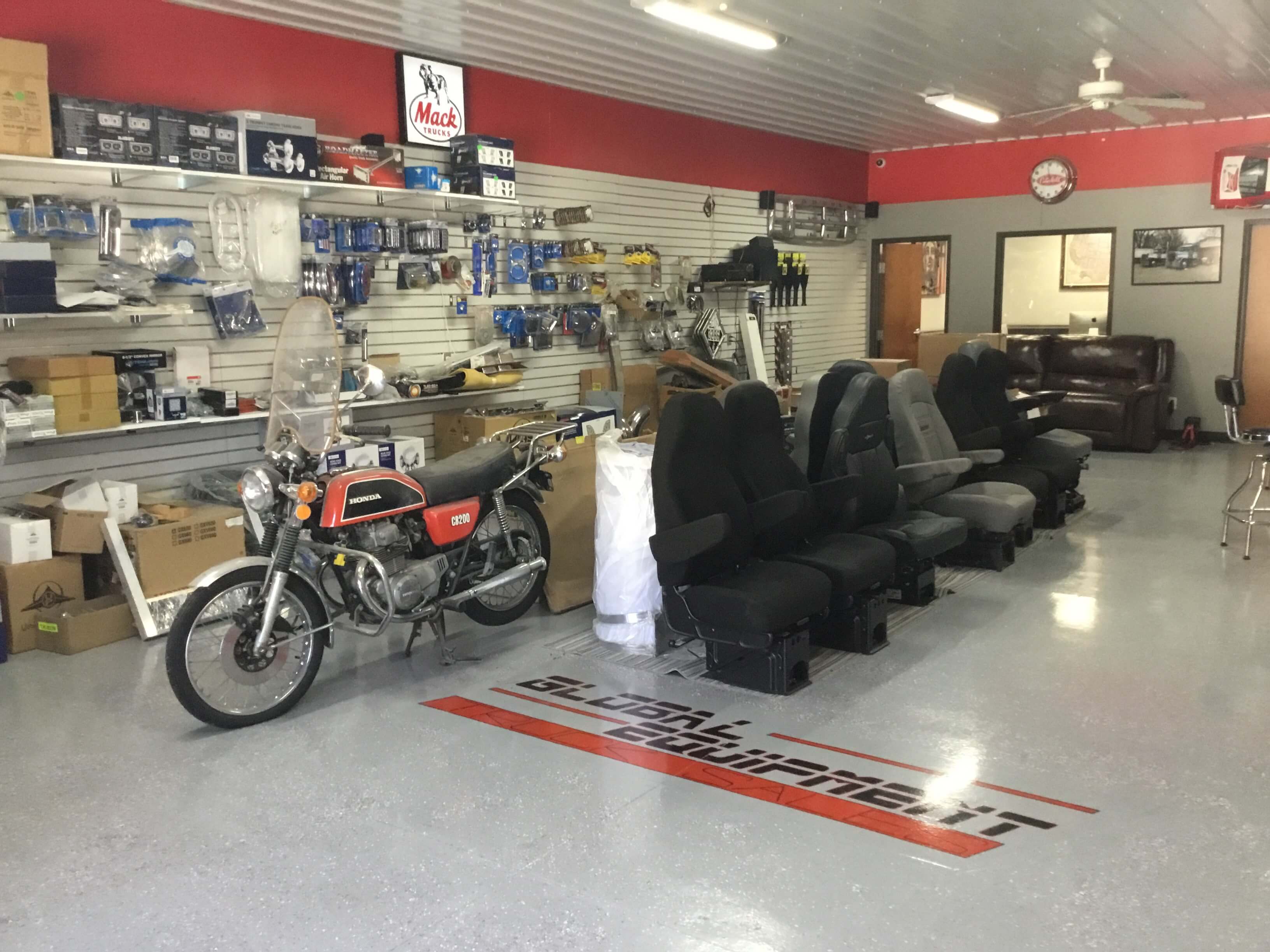 Inside Global Equipment Truck Sales building
